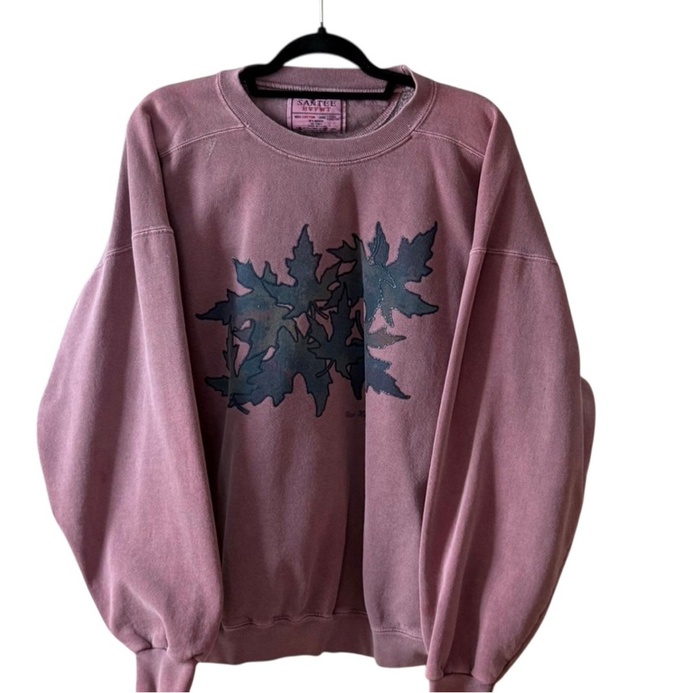 Santee Co. Mauve Leaf Graphic Crewneck Sweatshirt